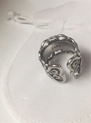 Anillo Plata Ajustable Piedra Negra