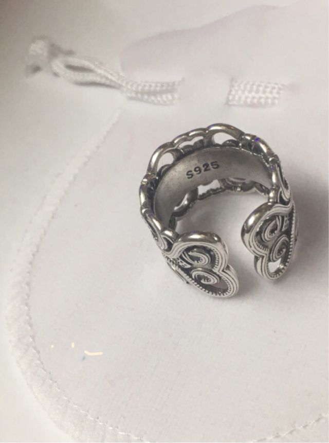 Anillo Plata Ajustable Piedra Negra