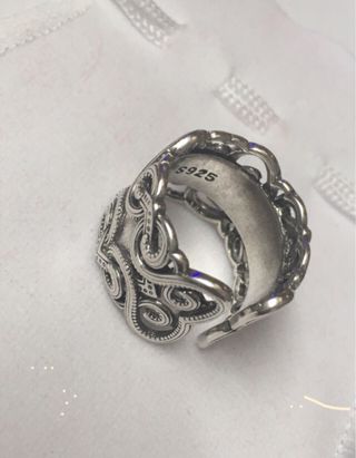 Anillo Plata Ajustable Piedra Negra