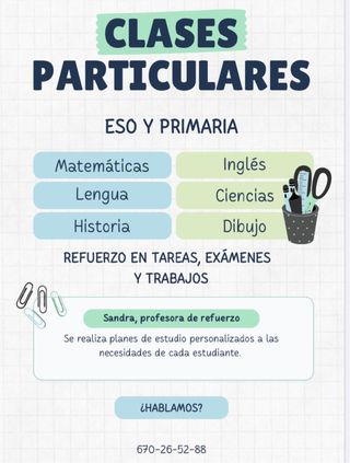 Clases particulares ESO y Primaria.