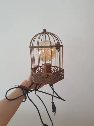 Lámpara Vintage Jaula Metal Marrón