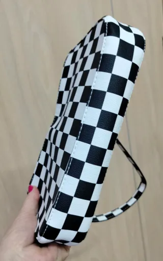 Borsetta a spalla scacchi bianco/nero