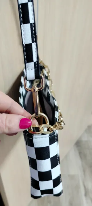 Borsetta a spalla scacchi bianco/nero