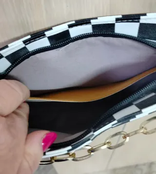 Borsetta a spalla scacchi bianco/nero