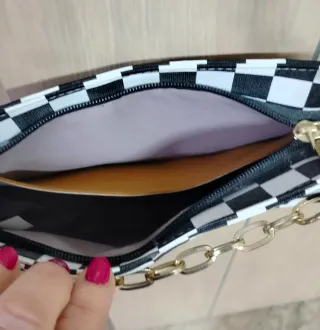 Borsetta a spalla scacchi bianco/nero