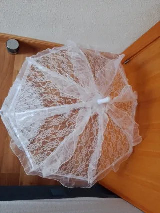 Sombrilla encaje y abanico para ceremonias