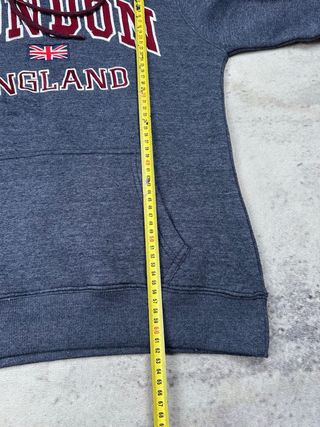 Felpa London England con Cappuccio Vintage Grigio/Rosso