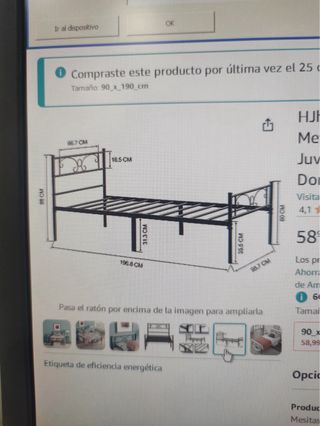 Cama de forja 190x90 sin estrenar