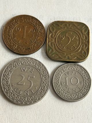 Lote 4 monedas Surinam 1970-1972