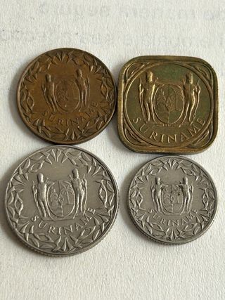 Lote 4 monedas Surinam 1970-1972
