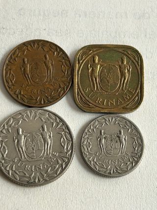 Lote 4 monedas Surinam 1970-1972