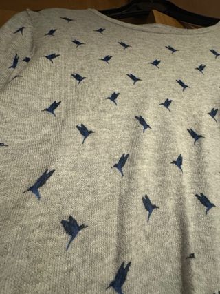 Jersey Primark Gris Estampado Pájaros