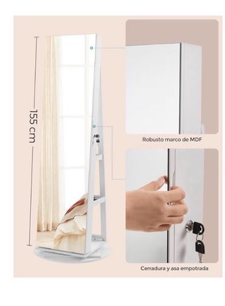 Espejo Joyero Songmics Nuevo Sin Estrenar