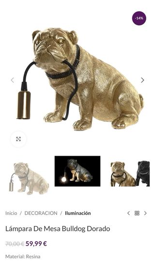 Lámpara Bulldog Francés Dorada