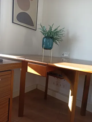 Mesa consola extensible madera con cajones