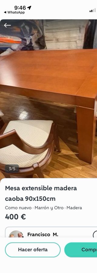 4 Sillas y 2 Butacas Madera Beige