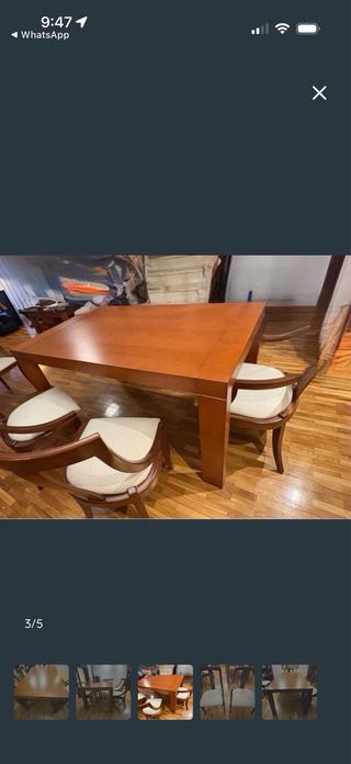 4 Sillas y 2 Butacas Madera Beige