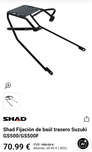 Soporte Baúl Shad Suzuki GS500/GS500F