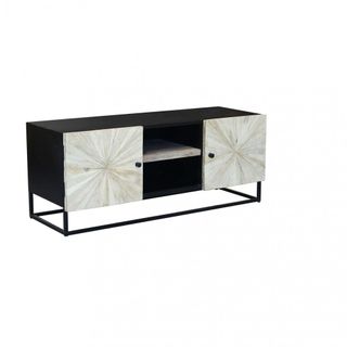 Porta TV in Legno Mango e Ferro con 2 Ante 140 cm