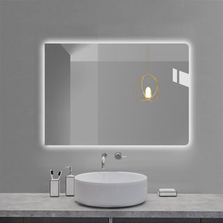 Espejo redondo plateado con luz LED desde 99€