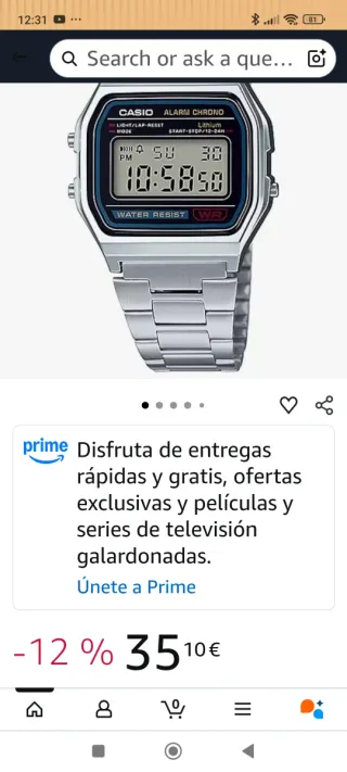 Reloj Casio Alarm Chrono Plata