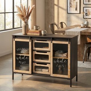 Madia Acciaio Legno 3 Cassetti 2 Ante 108x38x79cm