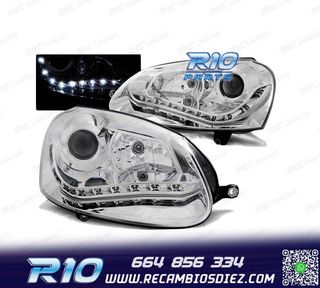 FAROS LUZ DIURNA VOLKSWAGEN GOLF 5 CROMADOS