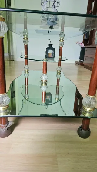 Mesa Centro Vintage Hollyw Regency Cristal On