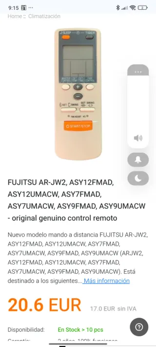 Mando a distancia Fujitsu