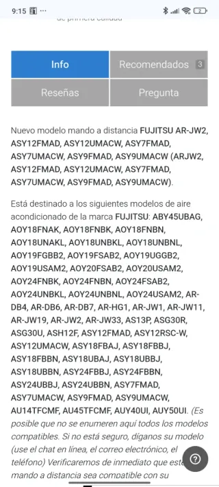 Mando a distancia Fujitsu