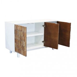 Madia 3 Ante con Decoro Legno 135x45x80cm Bianco