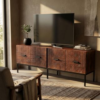 Porta TV 4 Ante Decoro in Mango Ferro 150x40x55cm