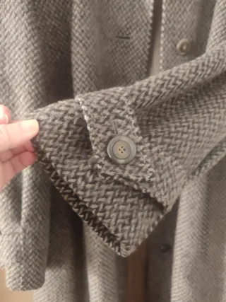 Abrigo tweed con cuello de pelo