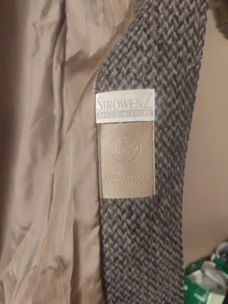 Abrigo tweed con cuello de pelo