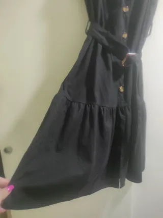 Vestido negro lino talla M