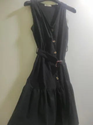 Vestido negro lino talla M