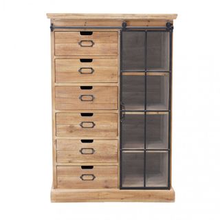 Cassettiera 6 Cassetti Legno e Metallo 123 cm