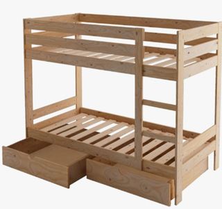 Litera 90 cm madera con 2 cajones