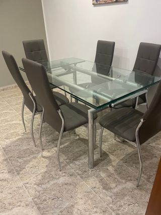Mesa Cristal 6 Sillas Comedor