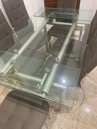 Mesa Cristal 6 Sillas Comedor