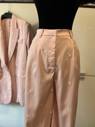 Completo donna rosa con perline