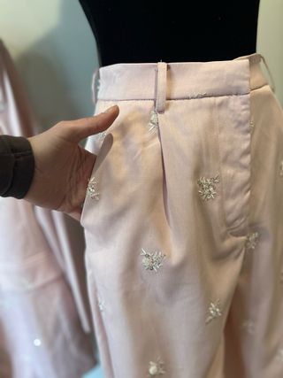 Completo donna rosa con perline