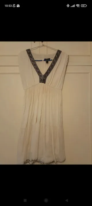 Vestido Mango beige y negro Talla M