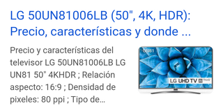 Televisión LG 50 Negra y Gris