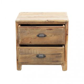 Comodino 2 Cassetti in Pino Riciclato 55x45x55 cm