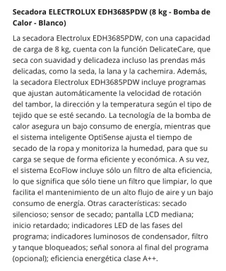 Secadora Electrolux