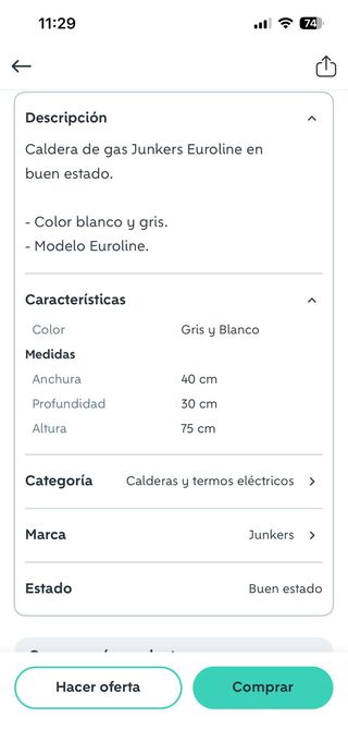 Caldera Junkers Euroline para piezas