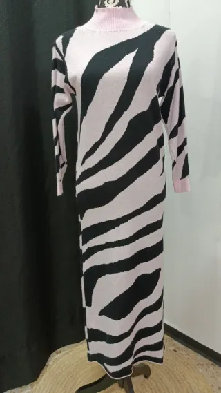 Vestido de punto cebra talla única