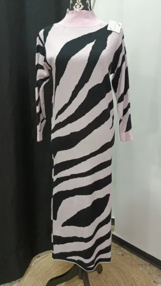 Vestido de punto cebra talla única