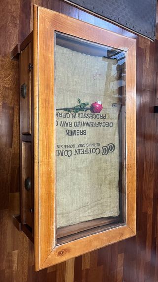 Mesa de centro madera con tapa cristal